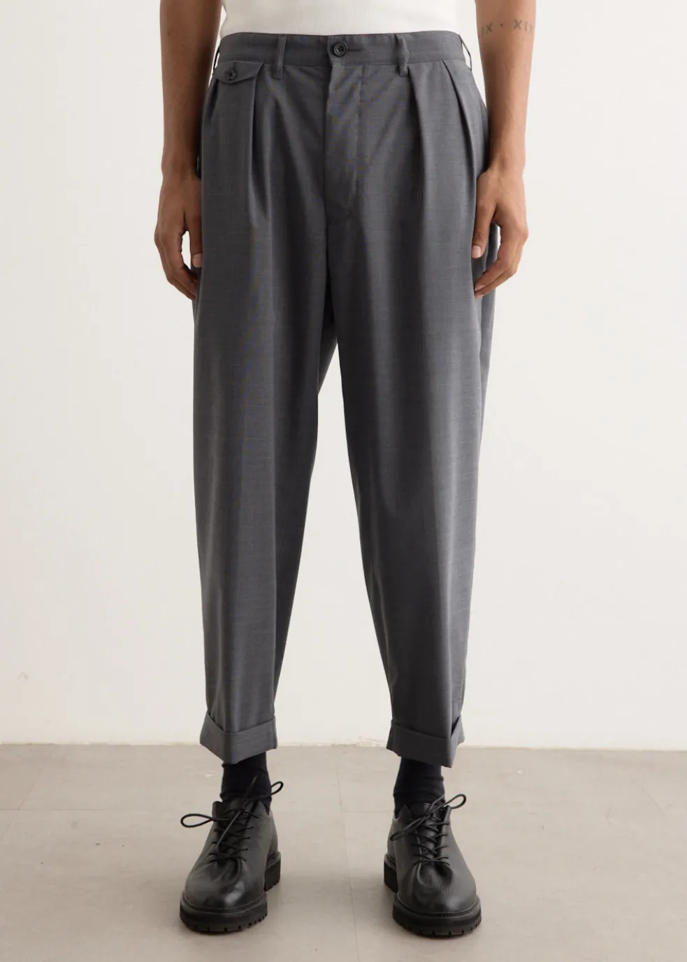 2 Pleats Wool Tropical Pants