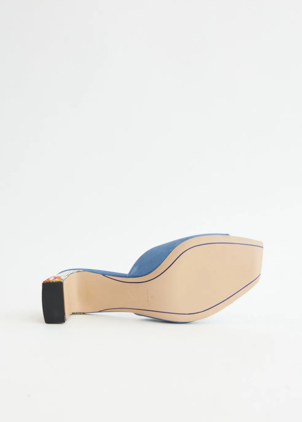 Ade Grosgrain Moire Denim Mules