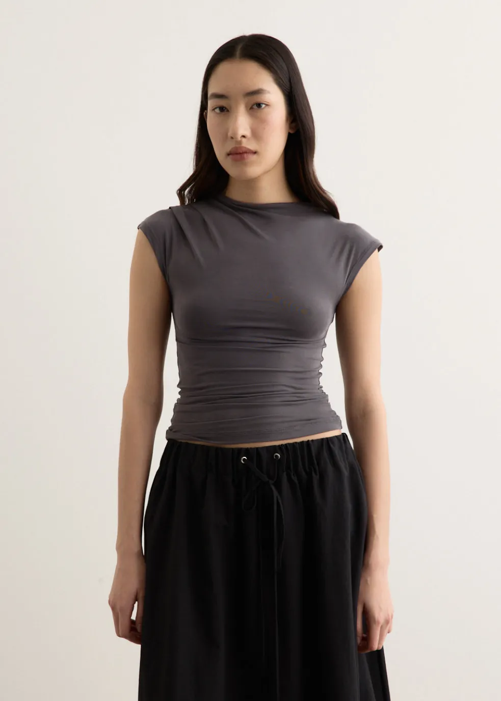 Agent Cap Sleeve Gathered Top