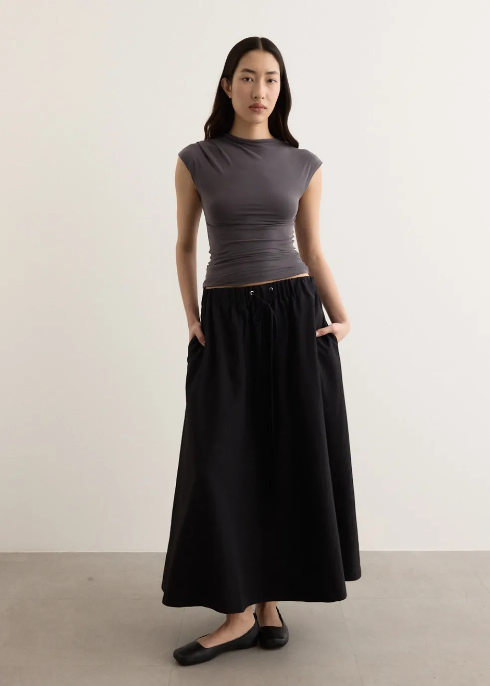 Agent Cap Sleeve Gathered Top