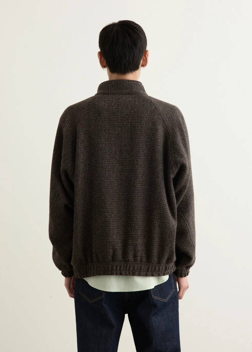 Alpaca Wool Silk Tweed Zip Blouson