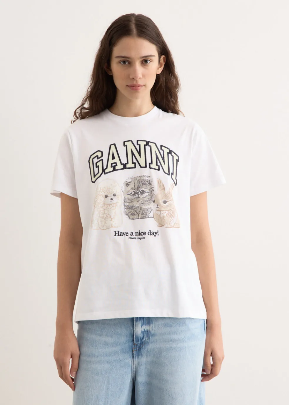 Basic Cotton Jersey Animals Relaxed T-Shirt