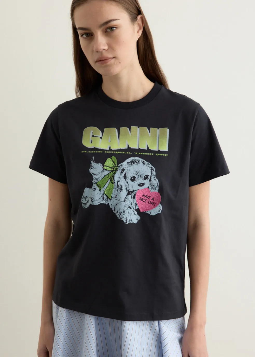 Basic Cotton Jersey Neon Puppy T-shirt