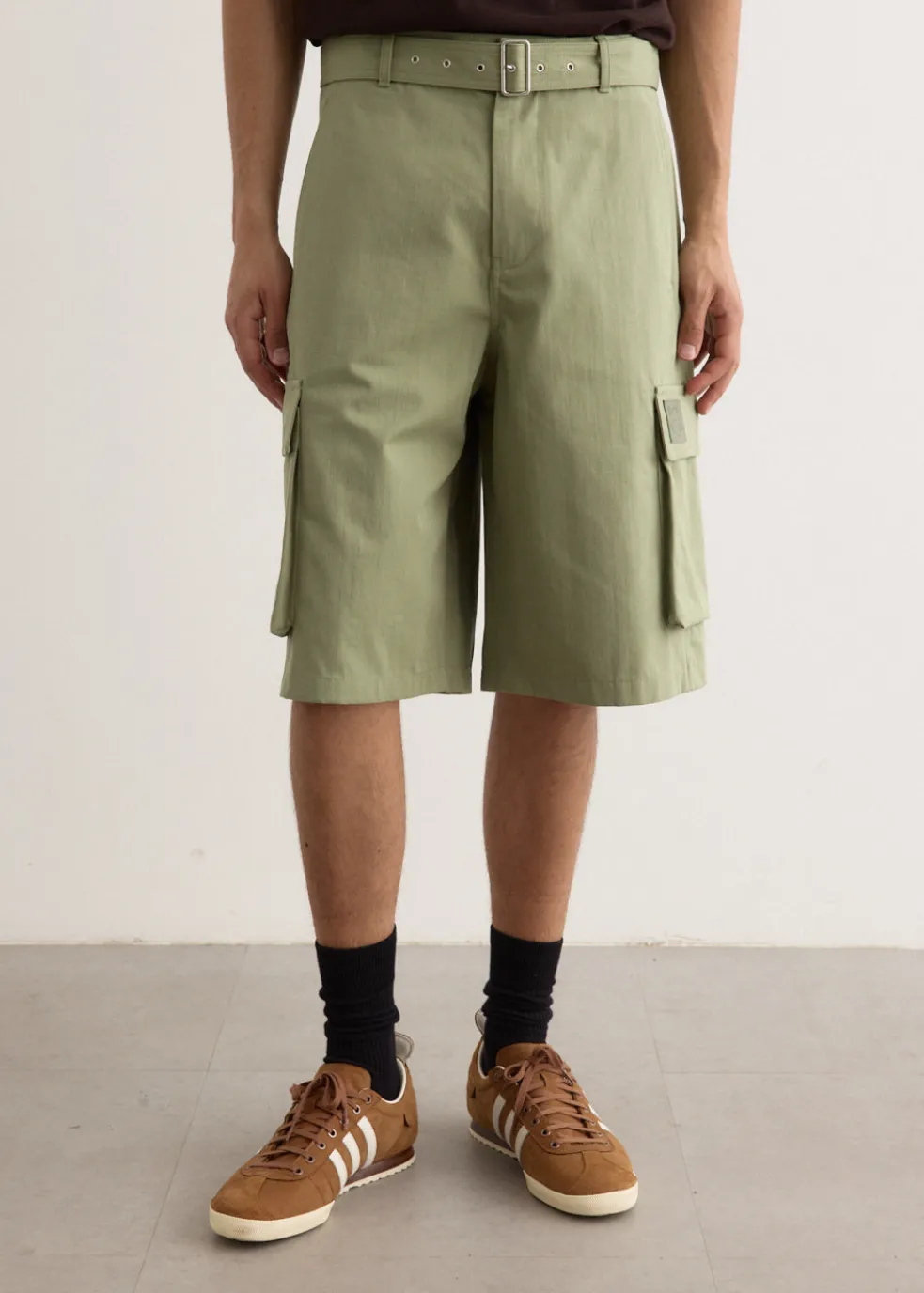 Belted Cargo Bermuda Shorts