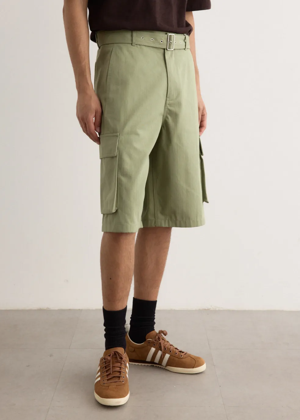 Belted Cargo Bermuda Shorts