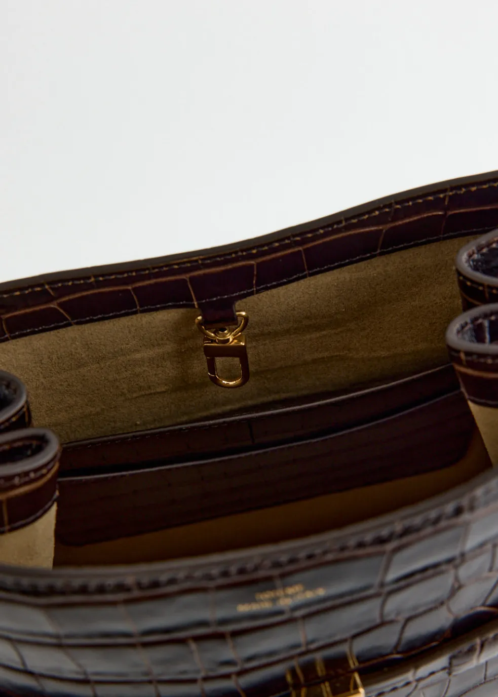 Belted Croco-Embossed Bucket Bag