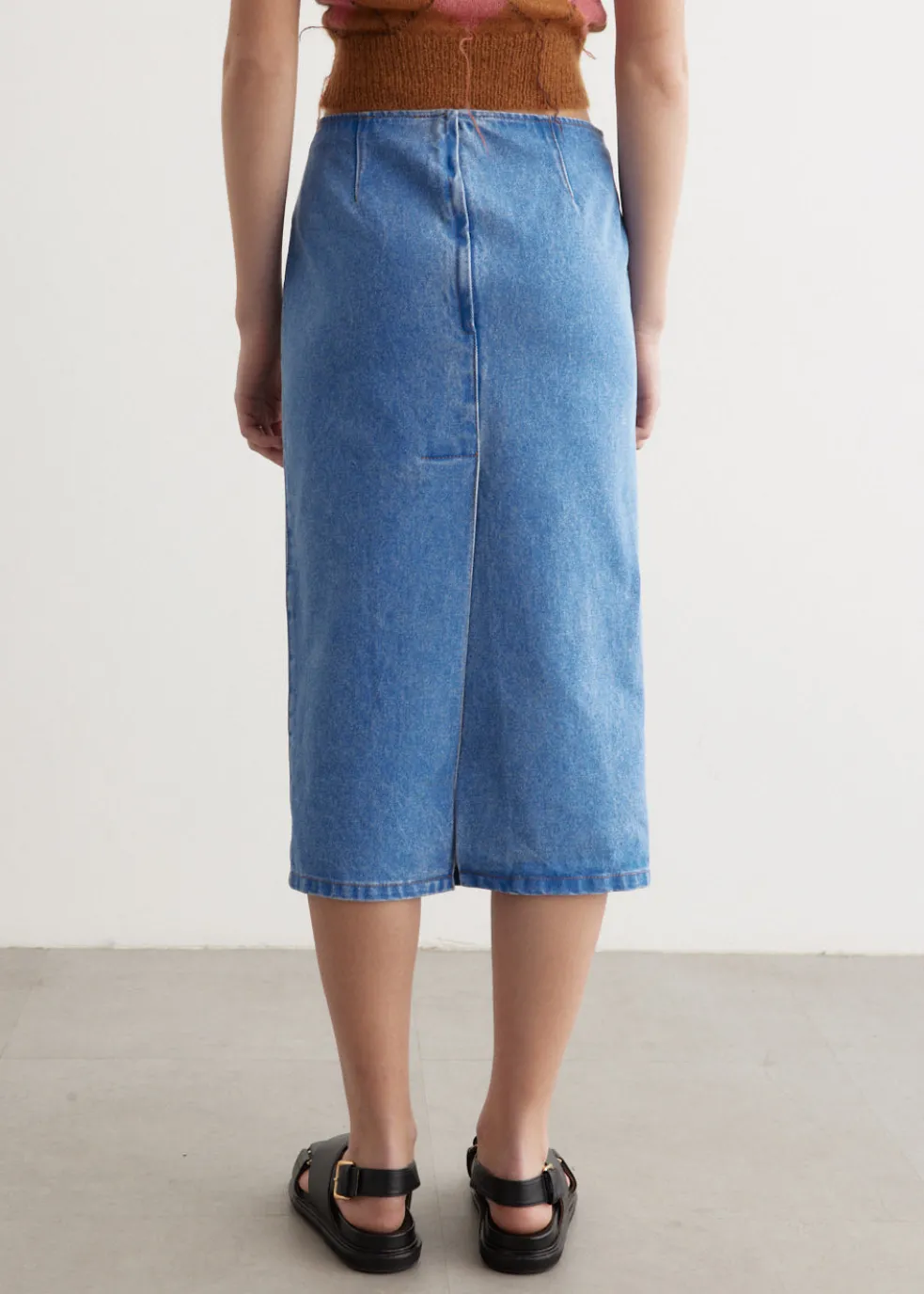 Bleached Coated Denim Skirt