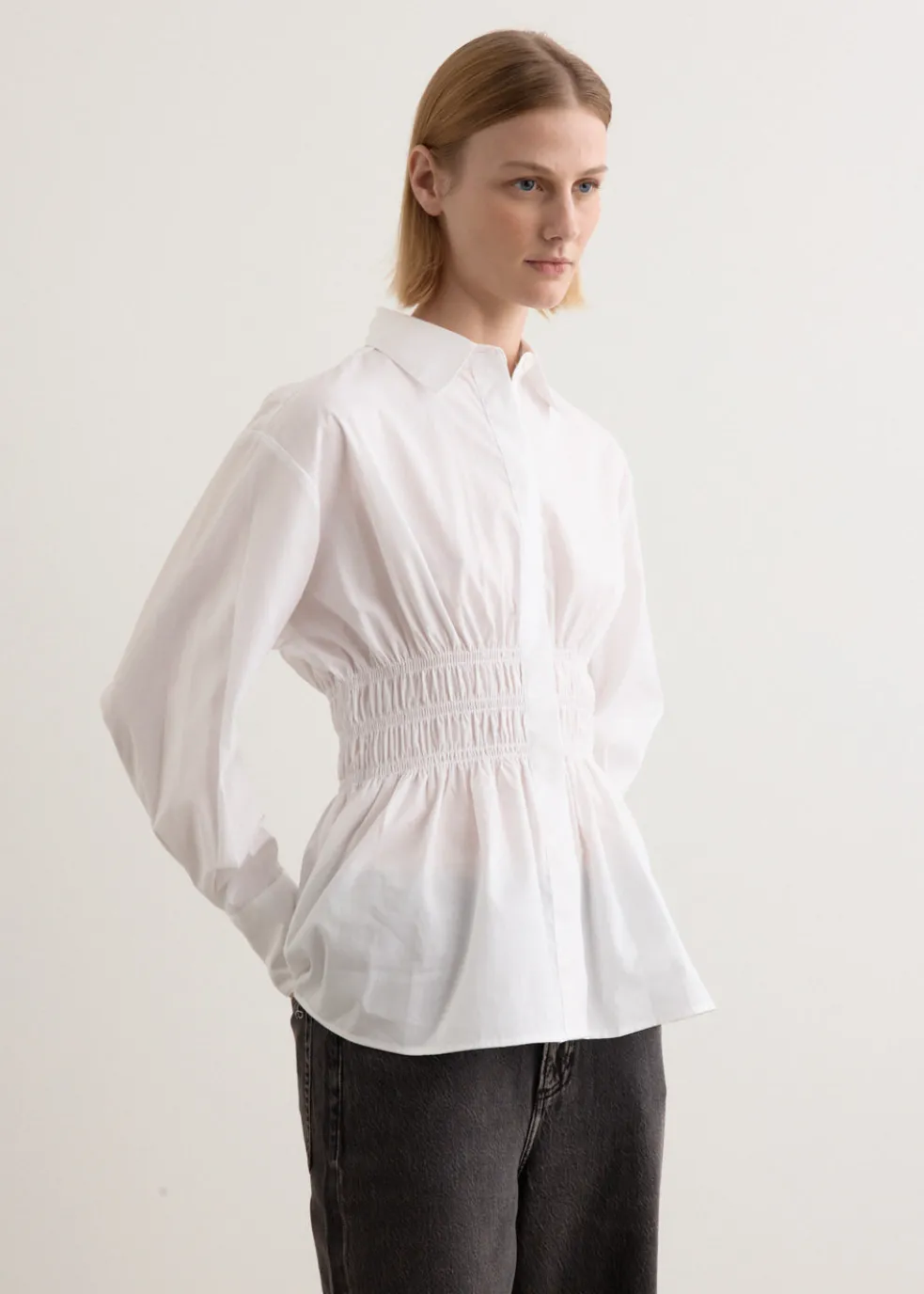 Blythe Gathered Poplin Shirt