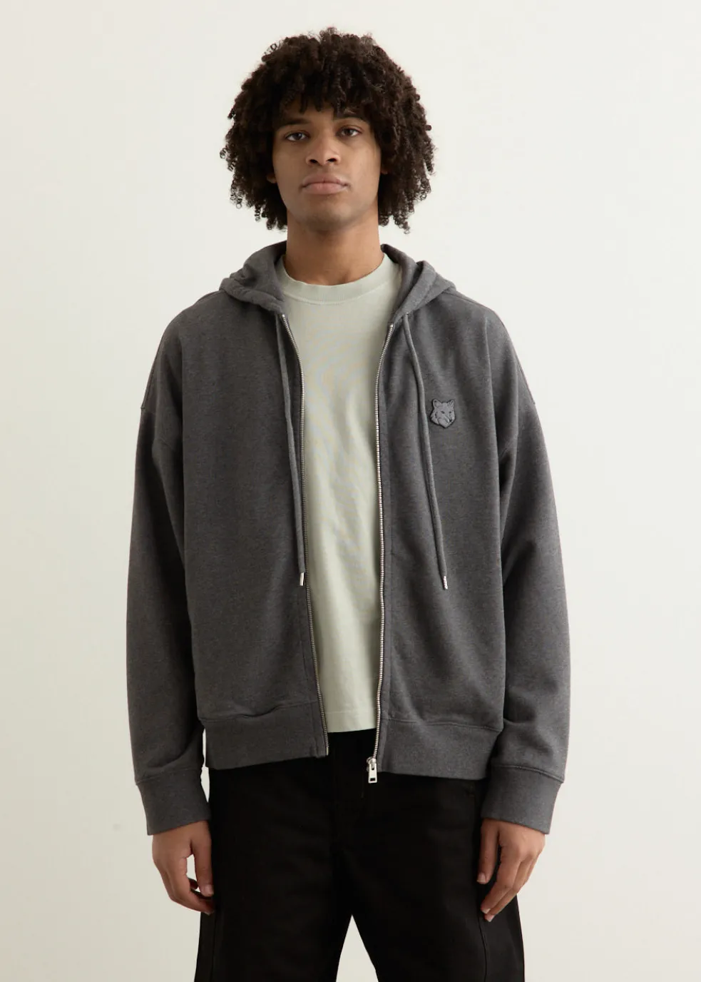 Bold Fox Head Patch Full Zip Oversized Hoodie