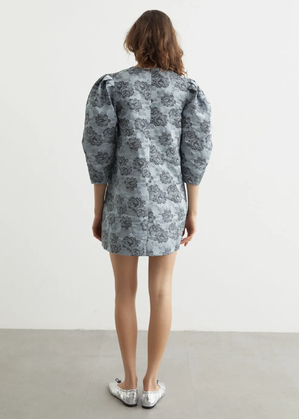 Botanical Jacquard A-Shaped Mini Dress