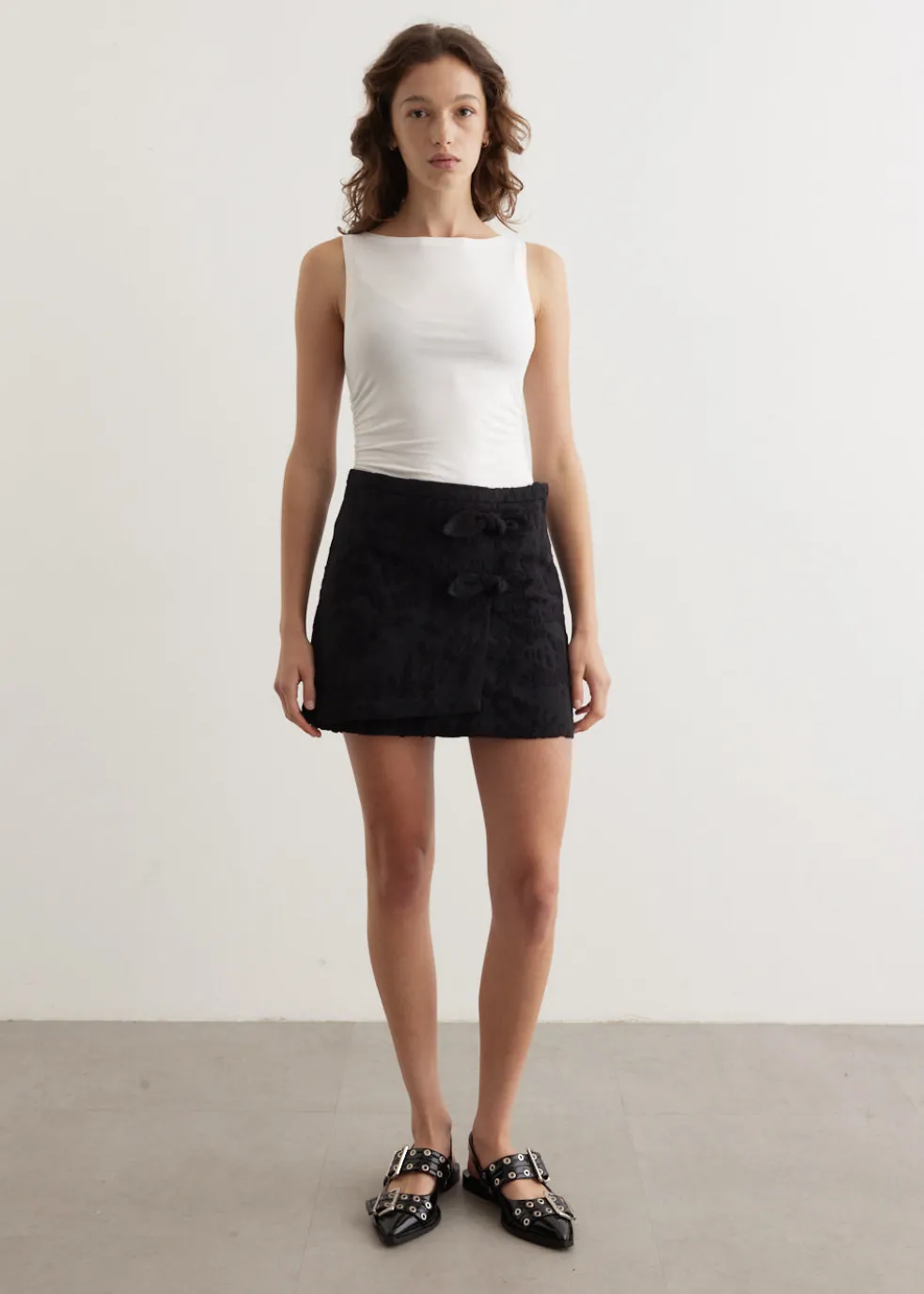 Boucle Jacquard Suiting Mini Skirt