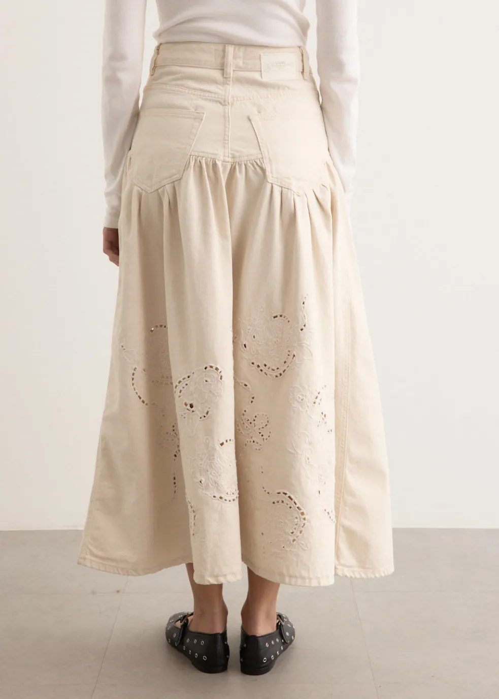 Broderie Anglaise Denim Skirt