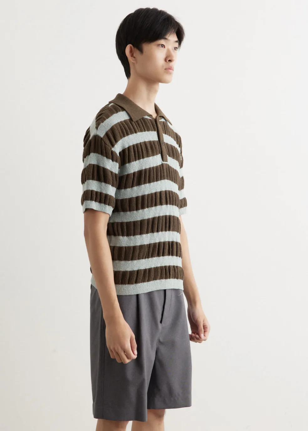 Bubble Stripe Polo Sweater