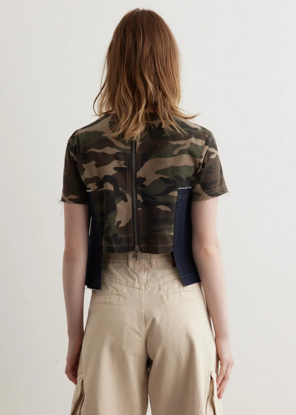 Camouflage Pleats Denim Top