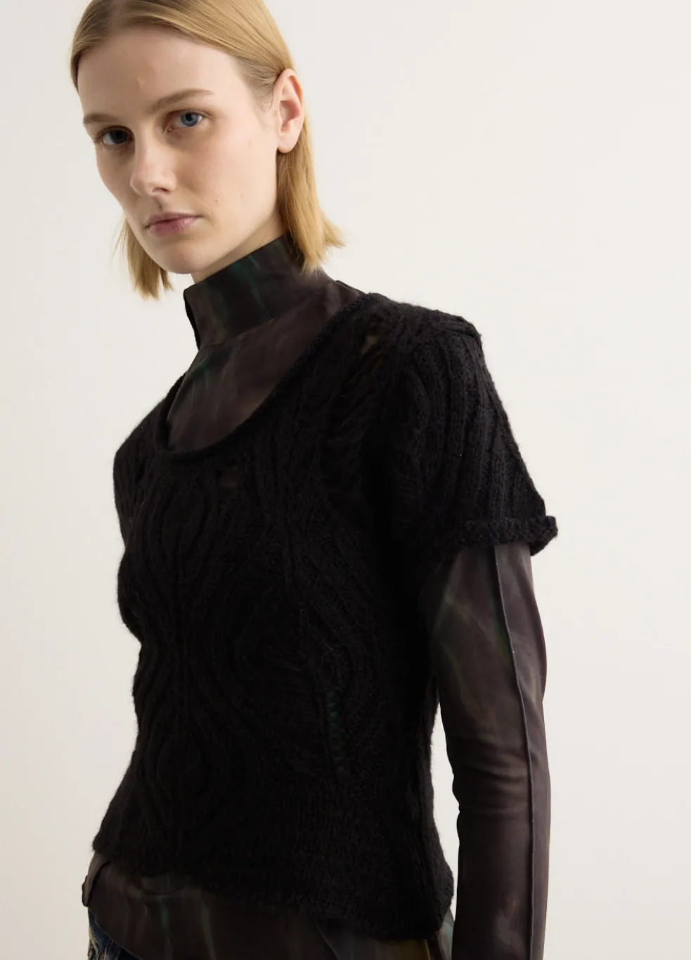 Cap Sleeve Sweater Layered Top