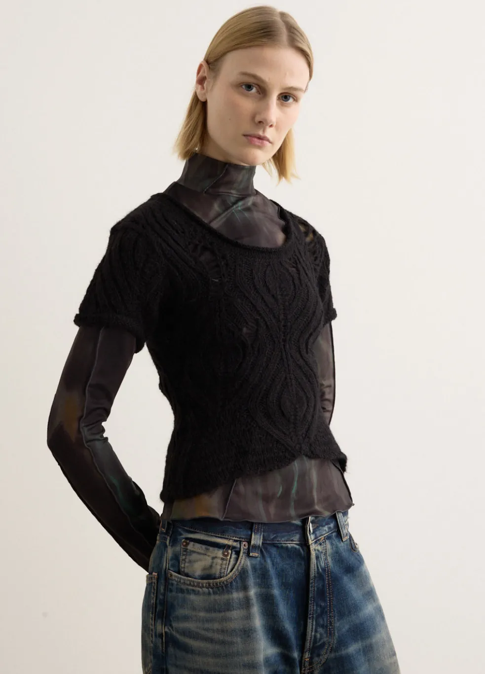 Cap Sleeve Sweater Layered Top