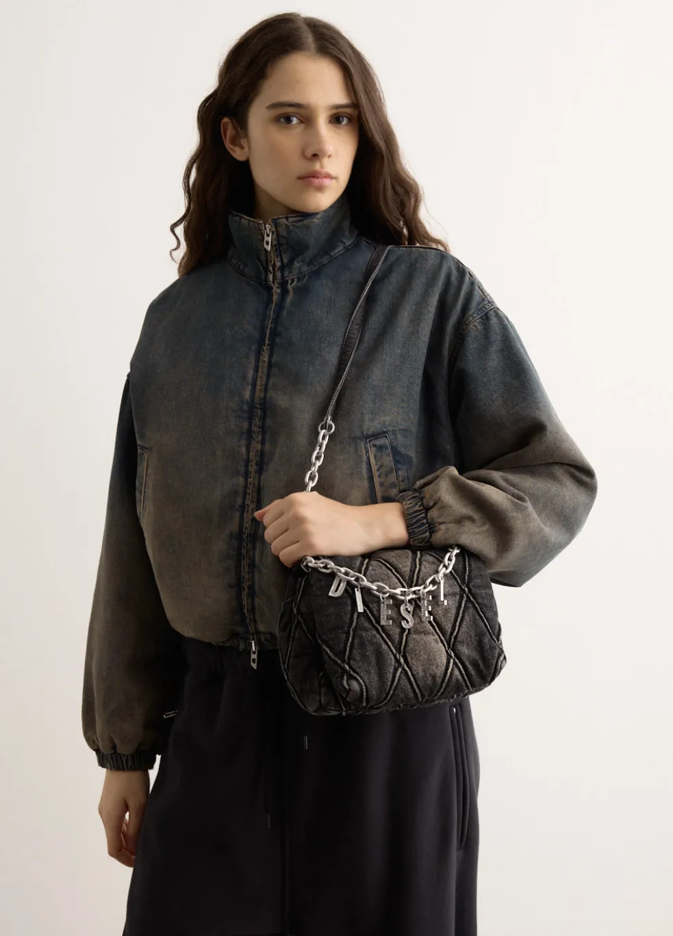 CHARM-D Shoulder S Denim Bag