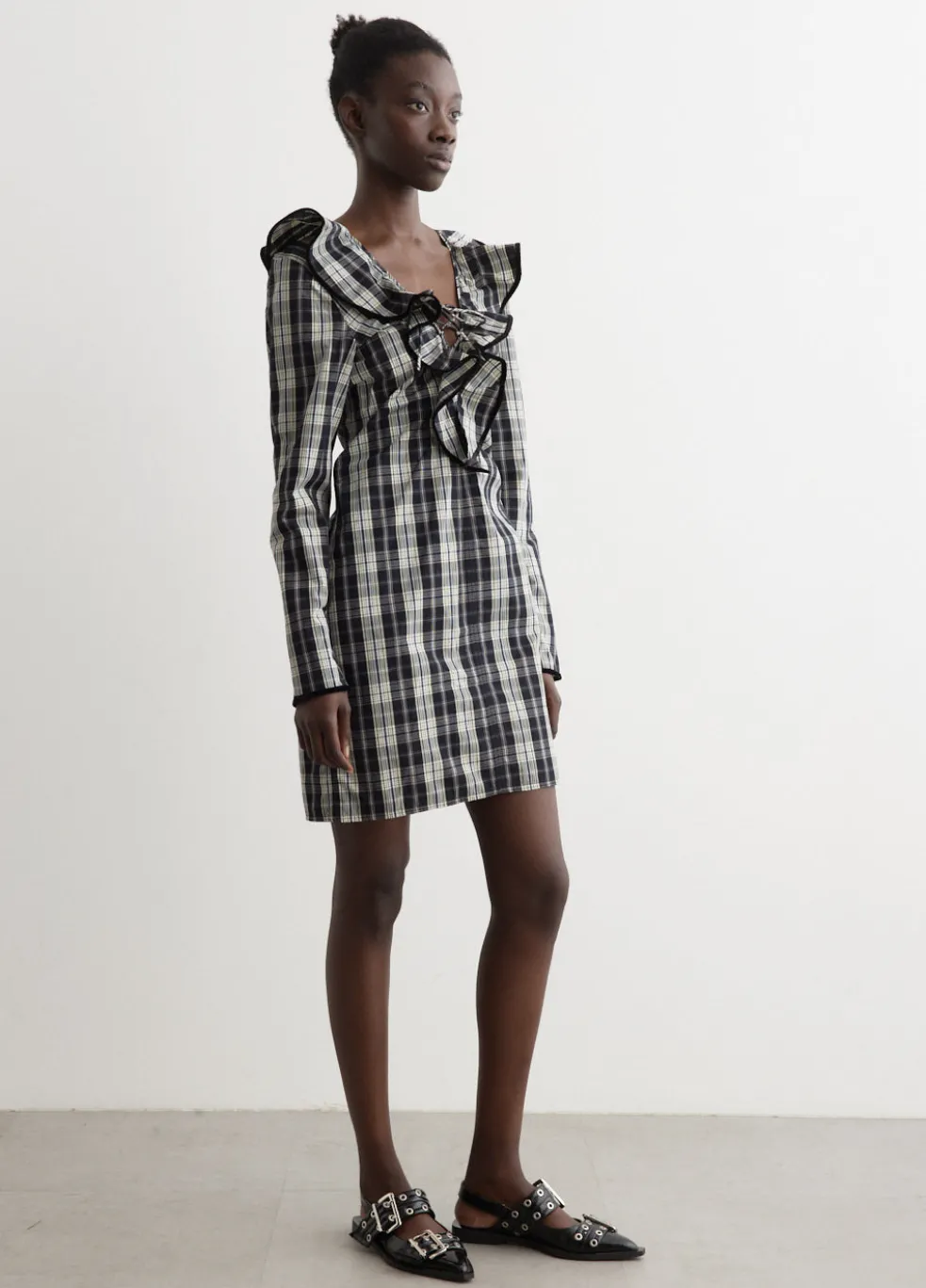 Check Cotton Mini Dress