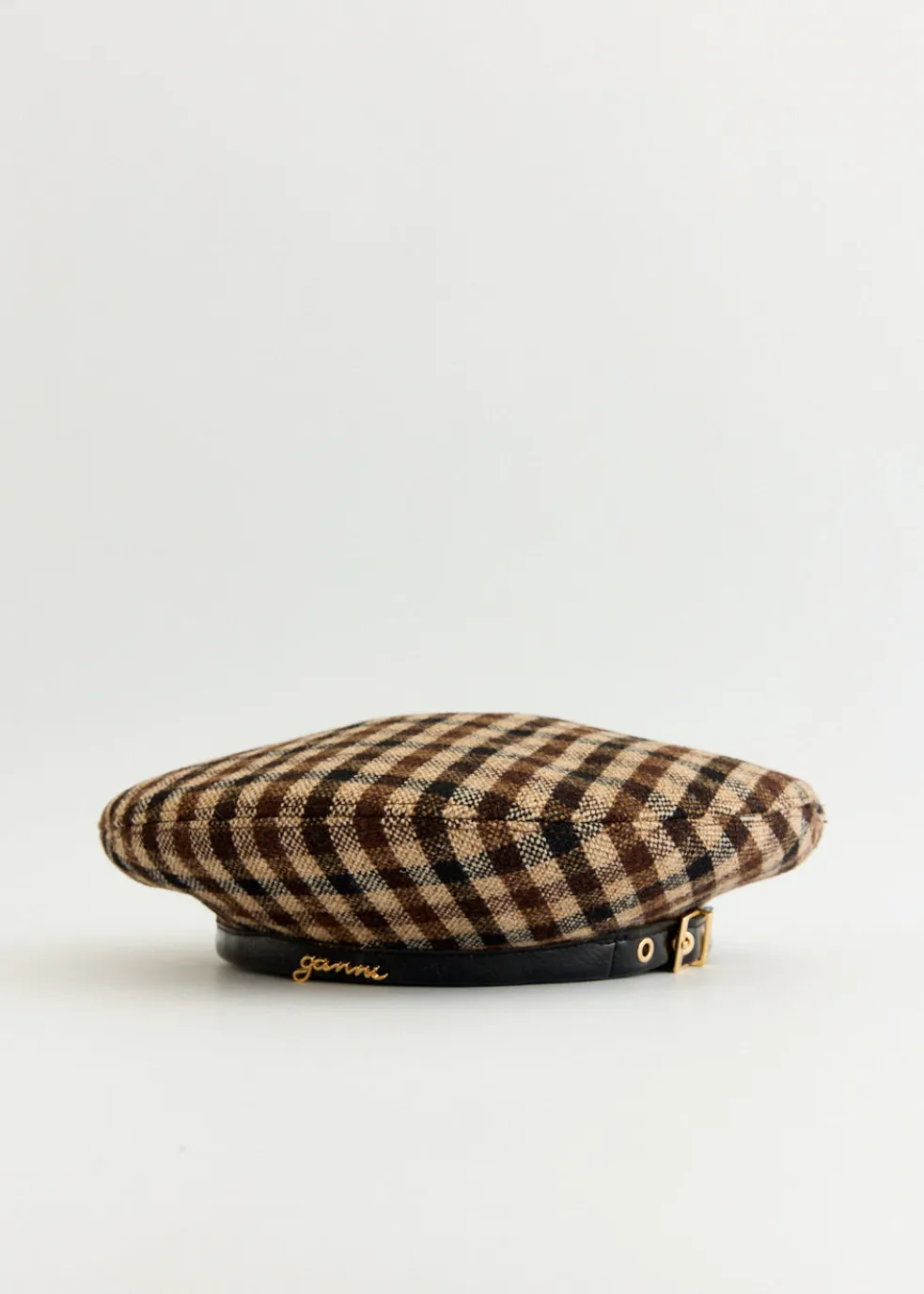 Checked Wool Mix Beret
