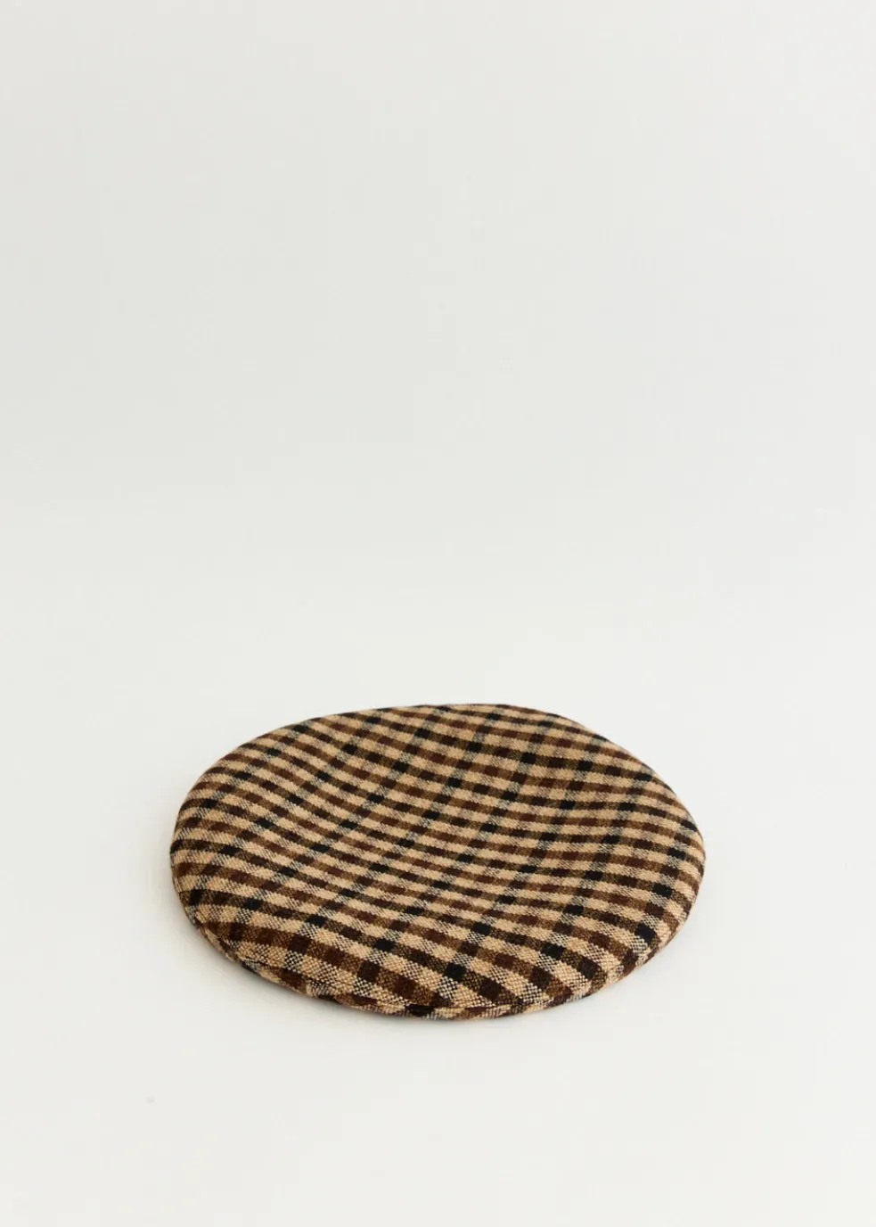 Checked Wool Mix Beret