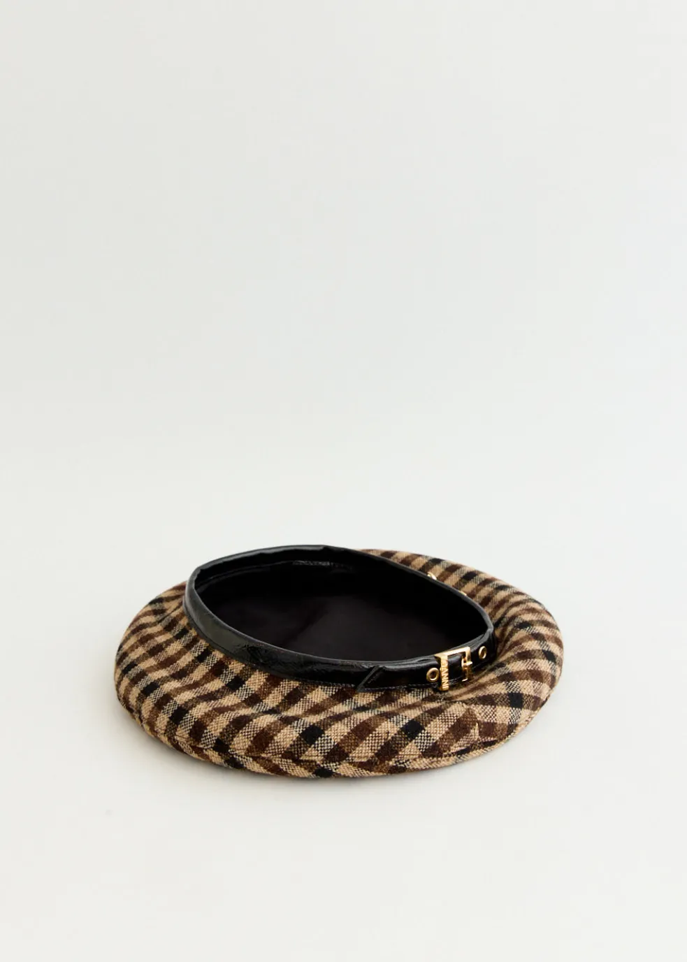 Checked Wool Mix Beret