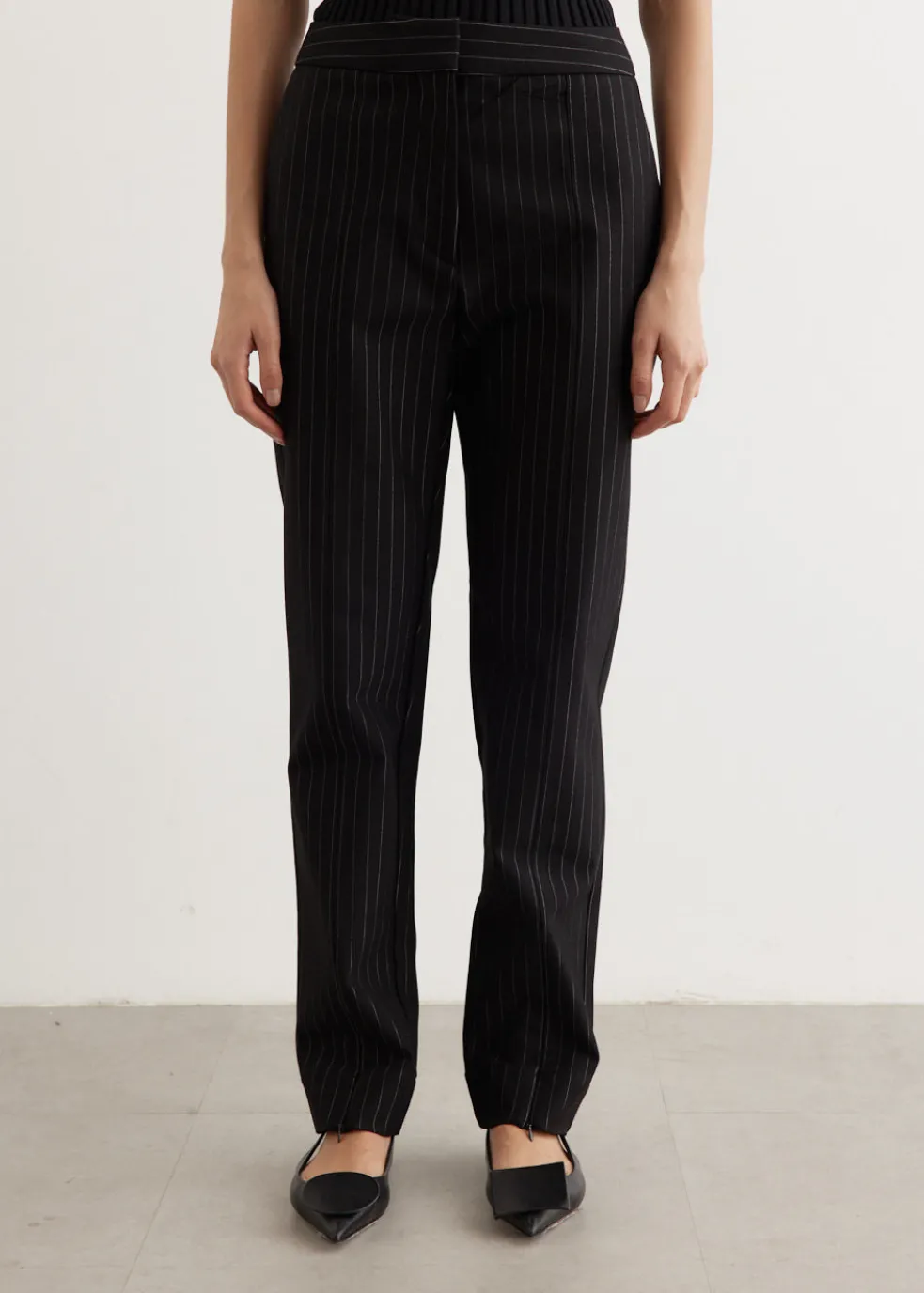 Compact Stripe Jersey Mid Waist Pants