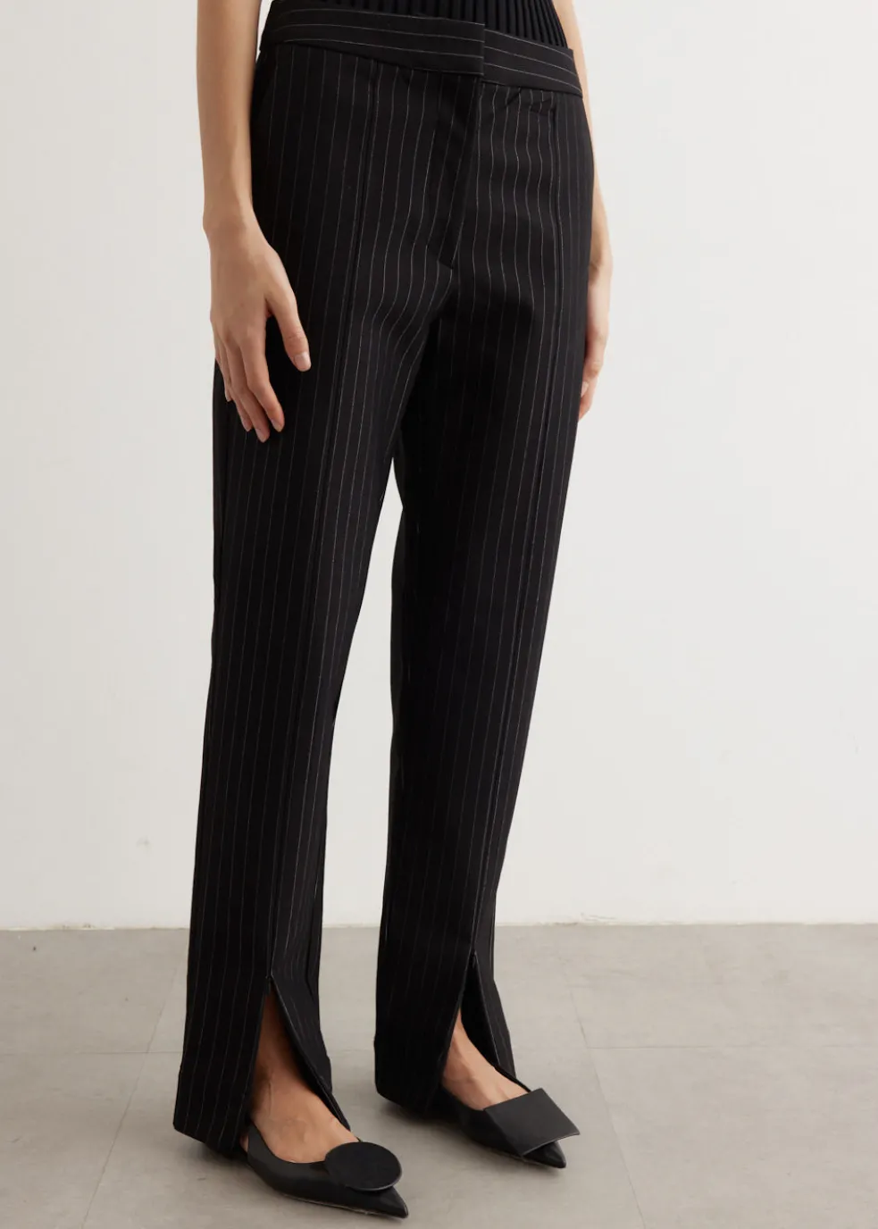 Compact Stripe Jersey Mid Waist Pants