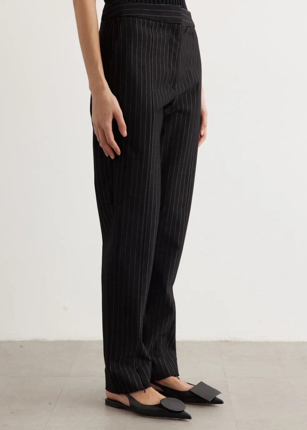 Compact Stripe Jersey Mid Waist Pants