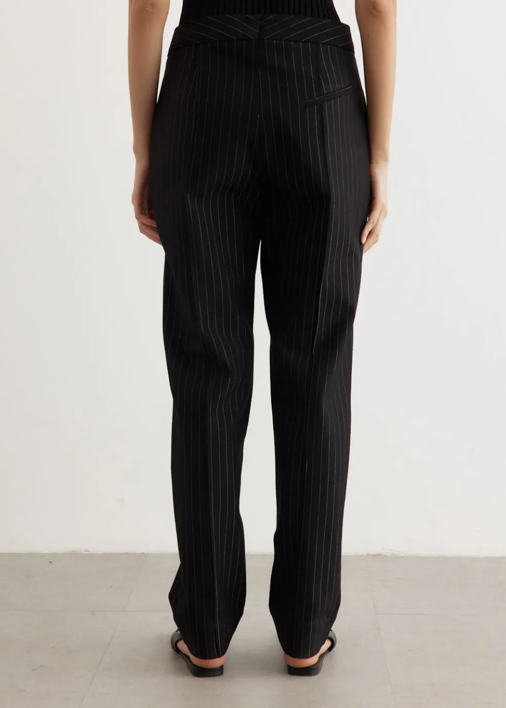 Compact Stripe Jersey Mid Waist Pants