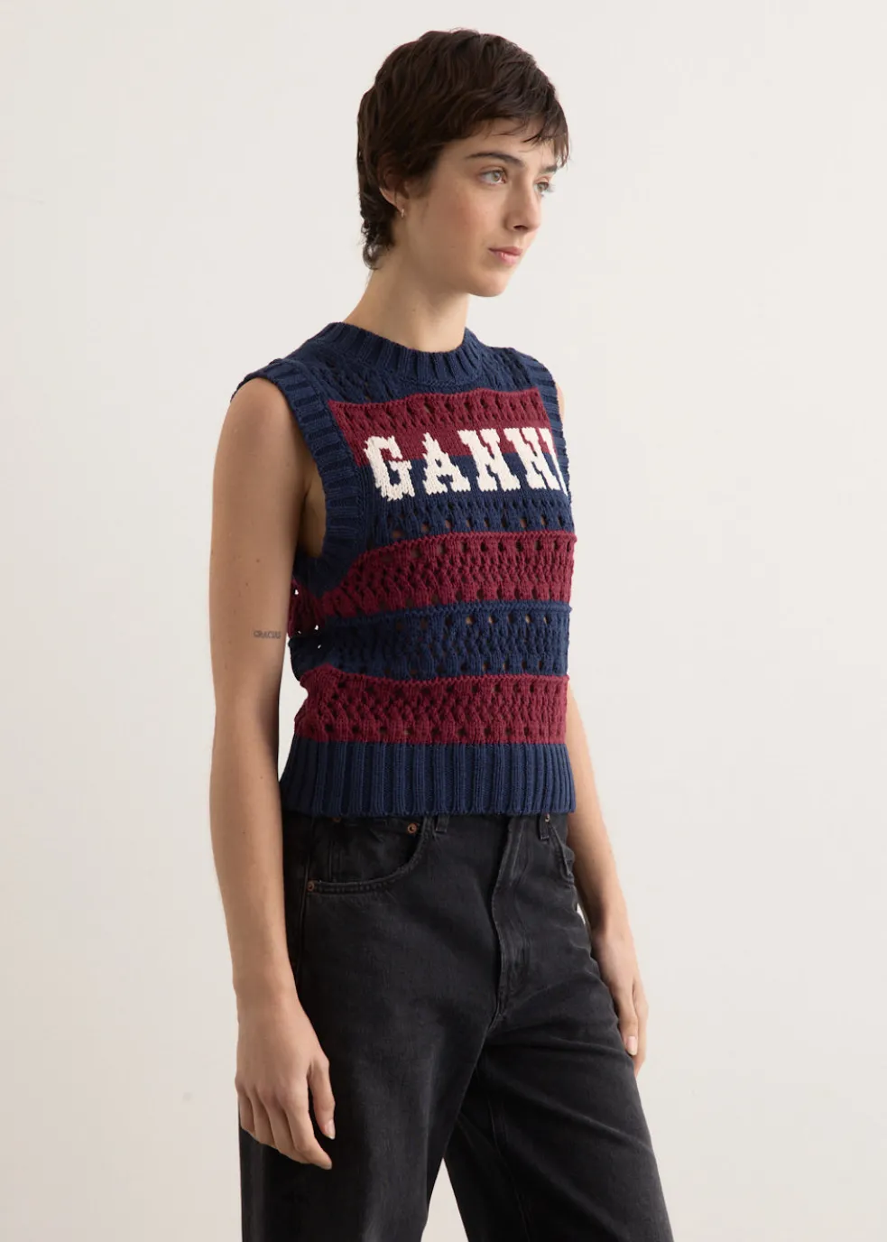 Cotton Mix Striped Vest