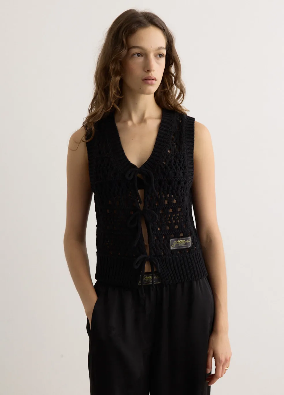 Cotton Mix Tie String Vest