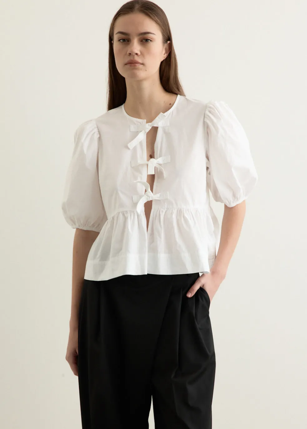 Cotton Poplin Peplum Blouse