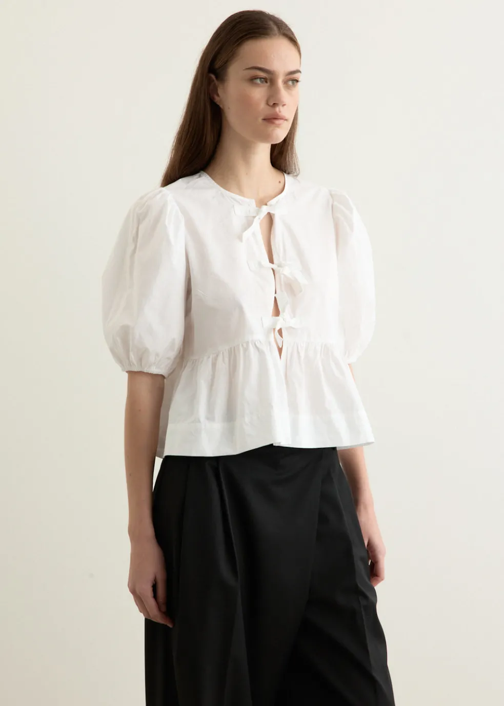 Cotton Poplin Peplum Blouse