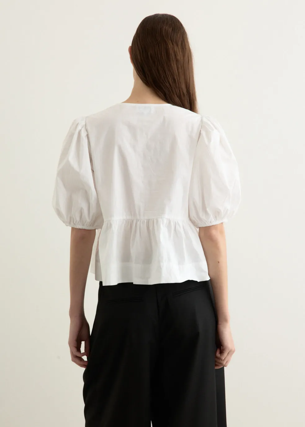 Cotton Poplin Peplum Blouse