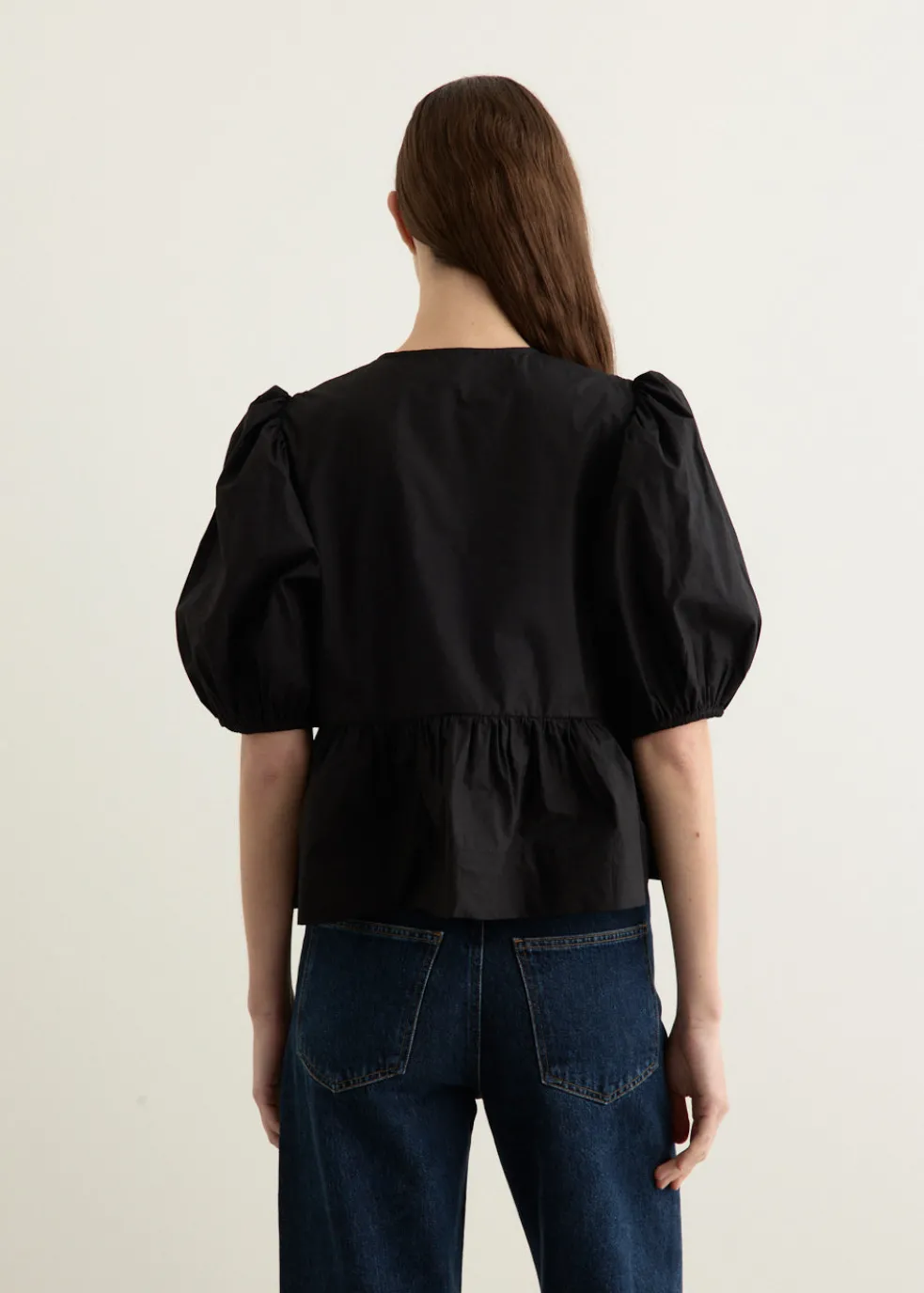 Cotton Poplin Peplum Blouse
