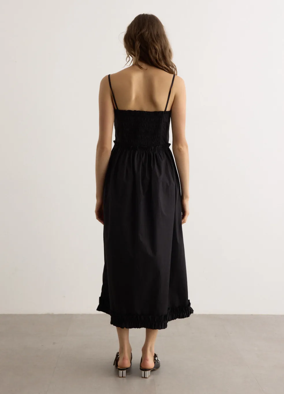 Cotton Poplin Strap Long Dress