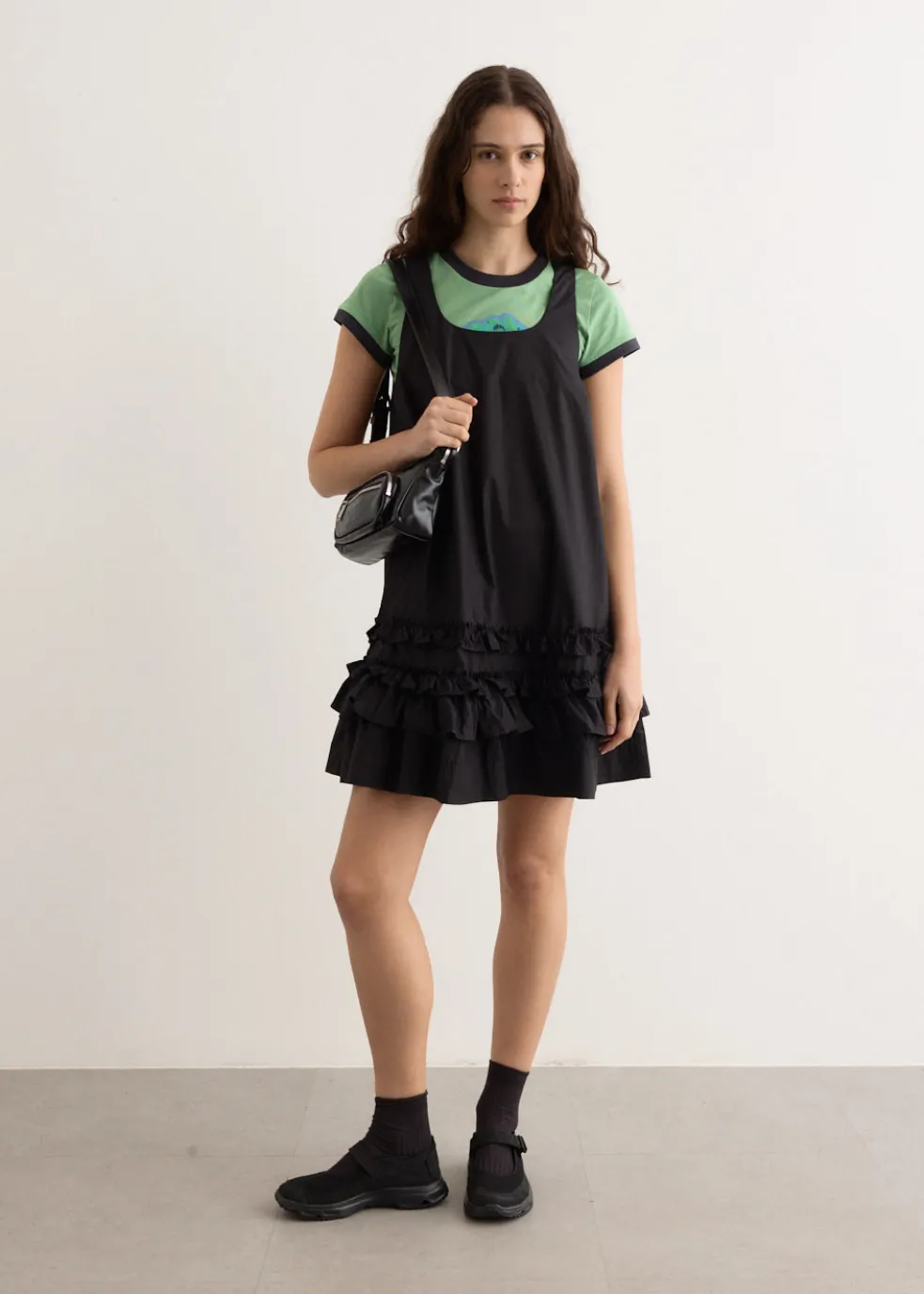 Cotton Poplin U-Neck Mini Dress