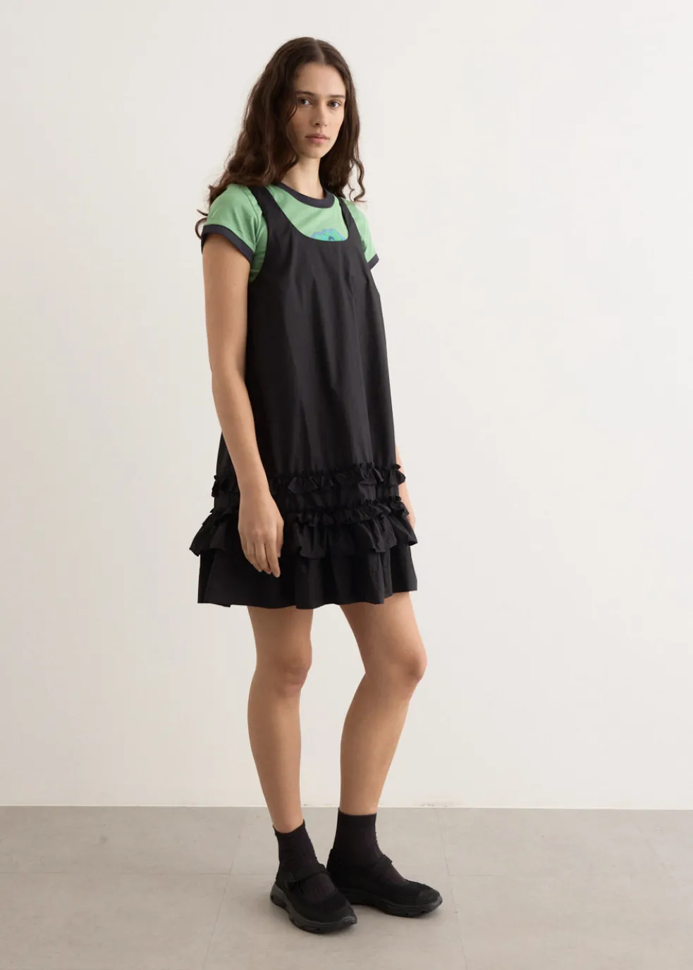 Cotton Poplin U-Neck Mini Dress