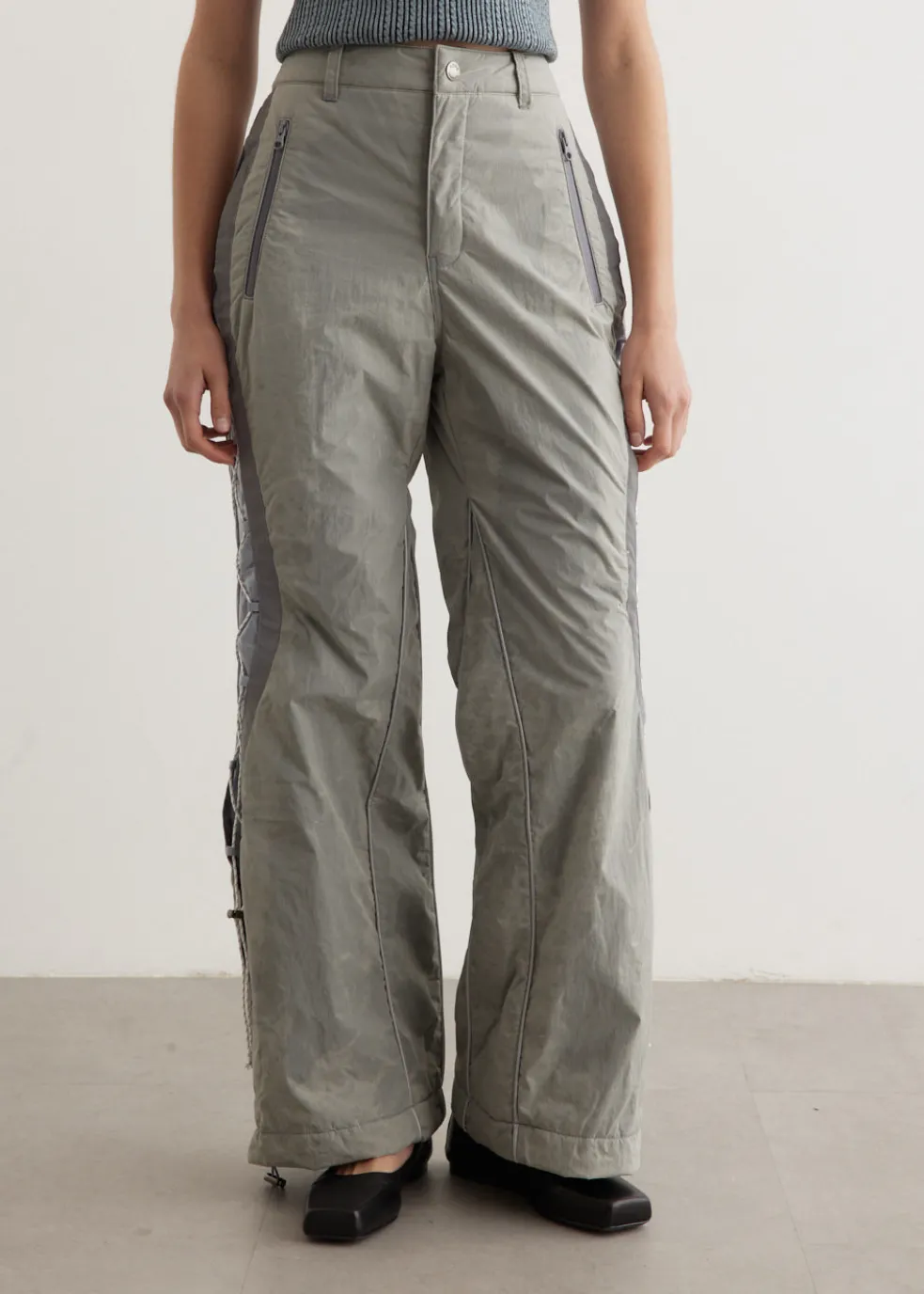 Crack Padded Lace-Up Wide Pants