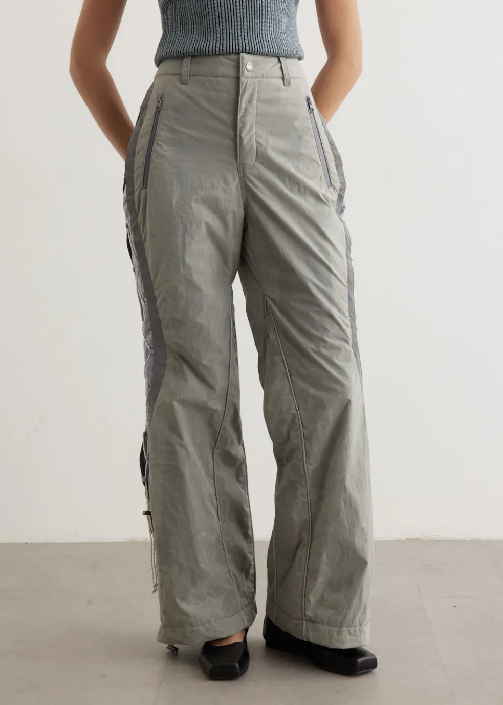 Crack Padded Lace-Up Wide Pants
