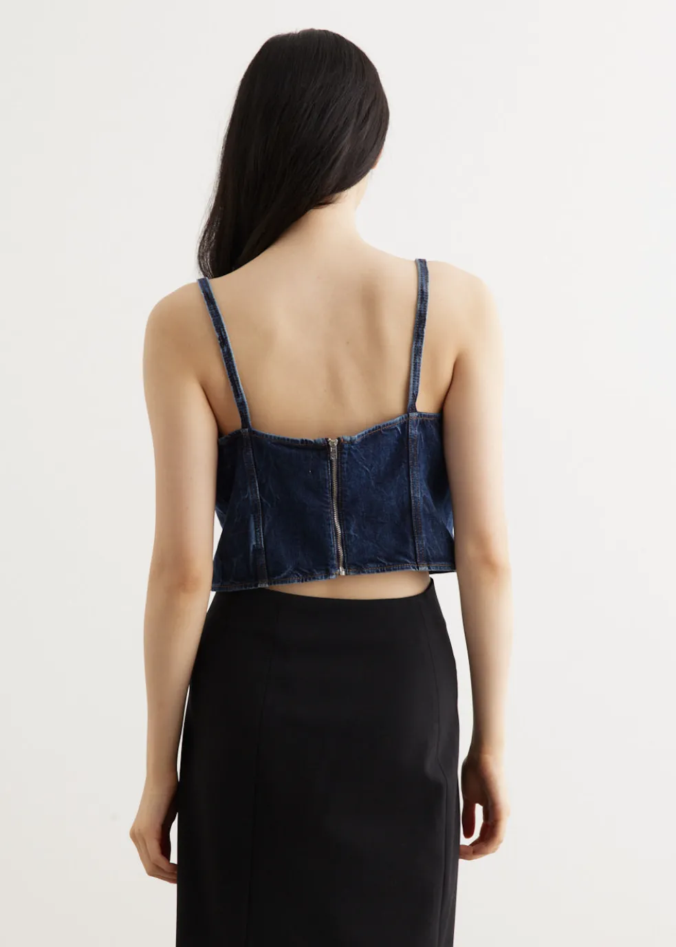 Crinkled Future Denim Strap Top