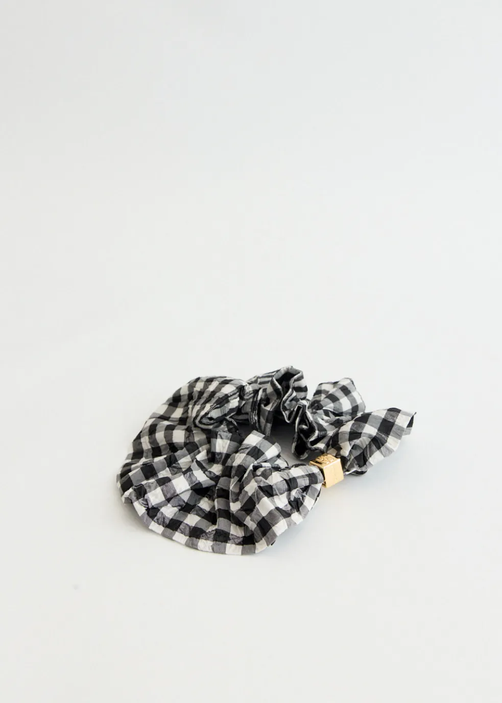 Crinkled Taffeta Check Scrunchie