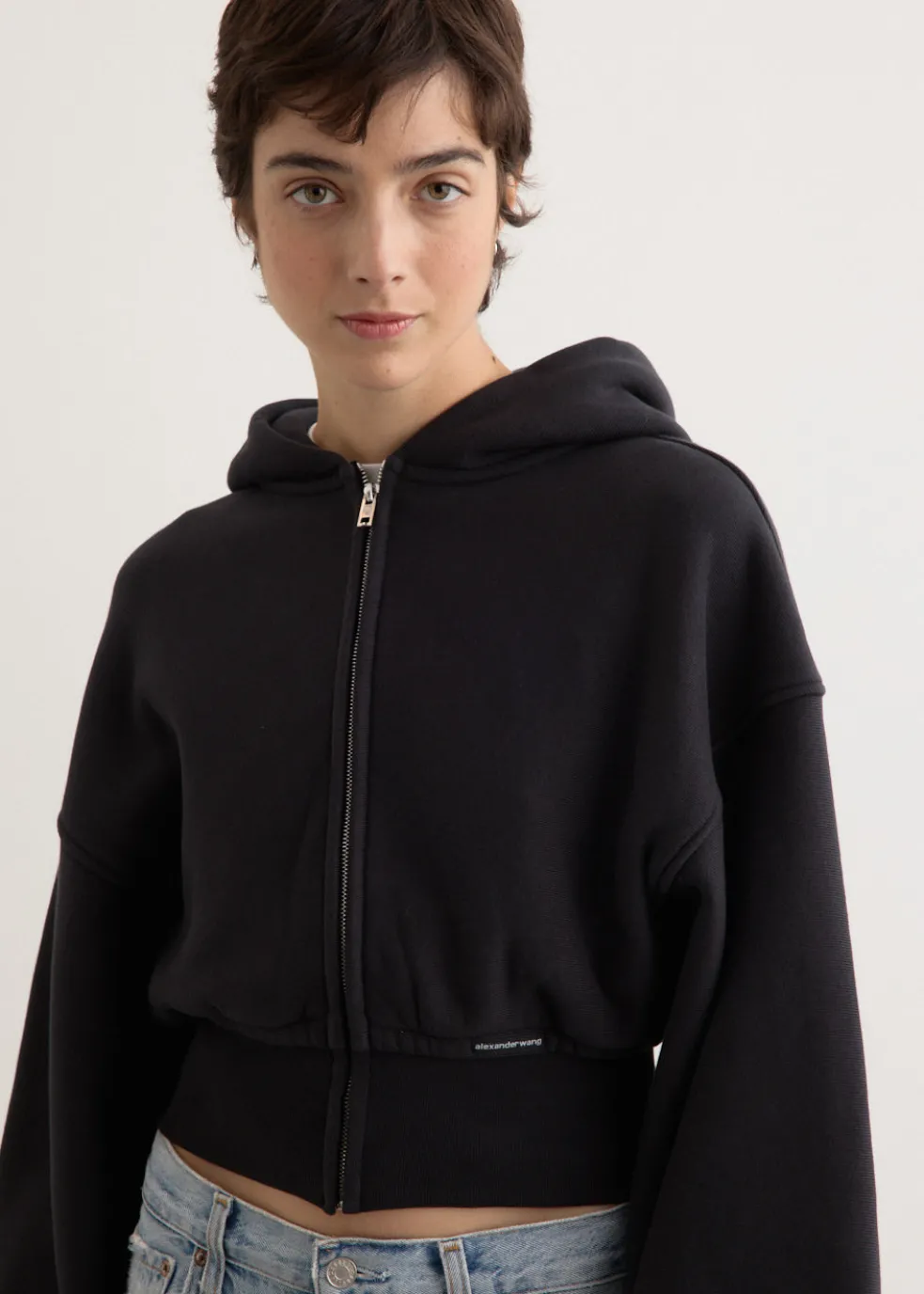 Cropped Zip Up Hoodie