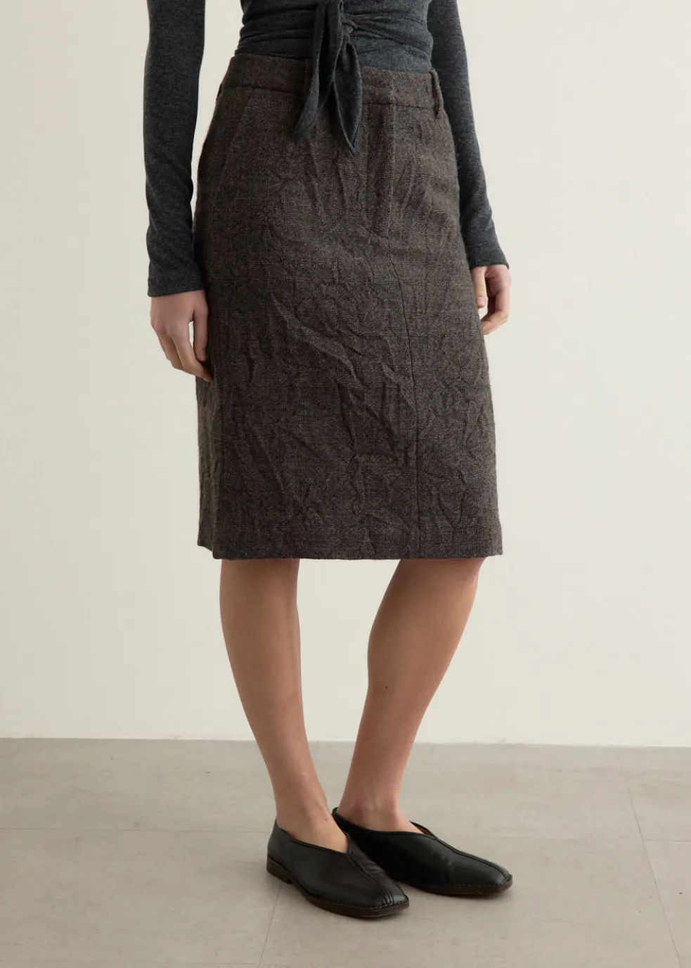 Crumpled Wool H-Line Skirt