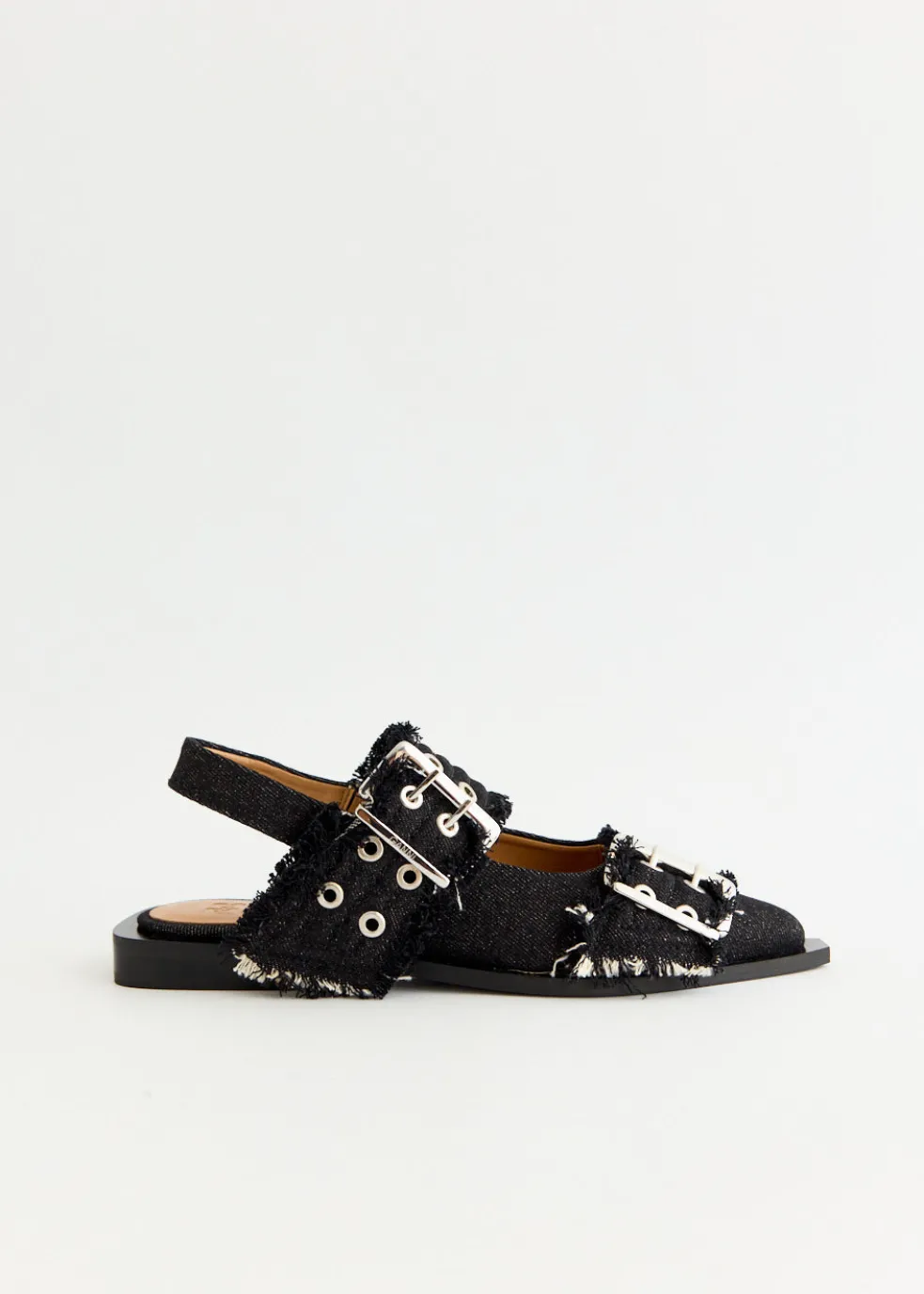 Denim Feminine Buckle Ballerinas