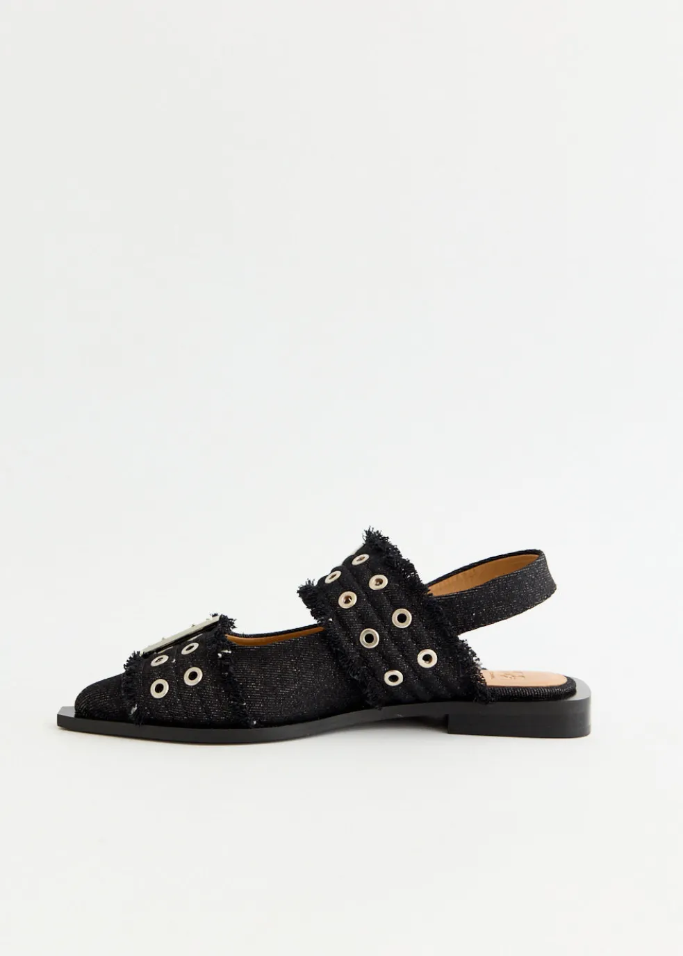 Denim Feminine Buckle Ballerinas