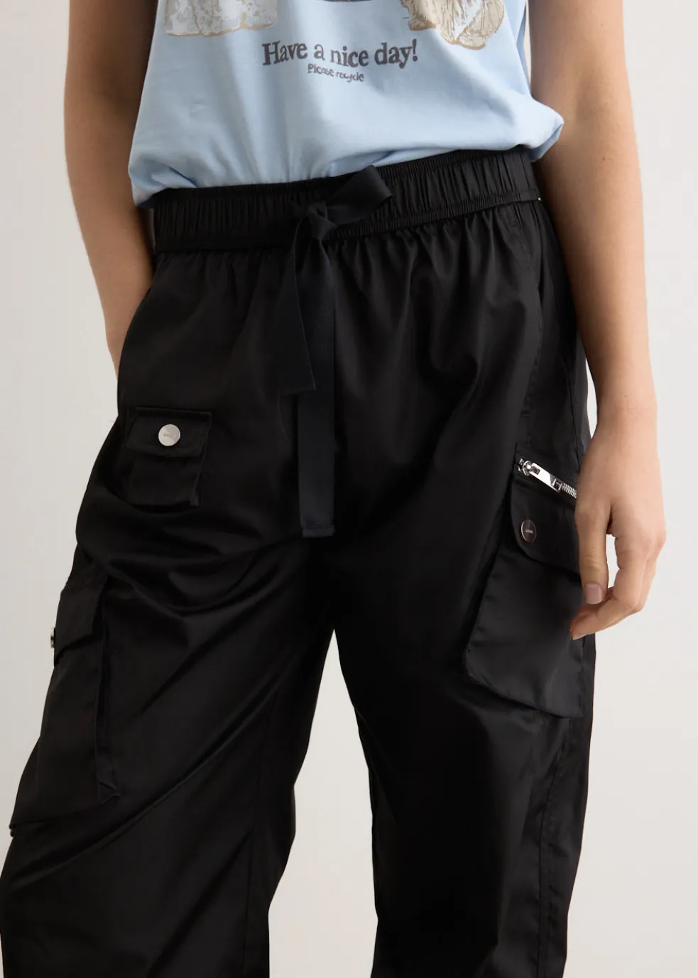 Duchesse Nylon Oversized Elasticated Pants