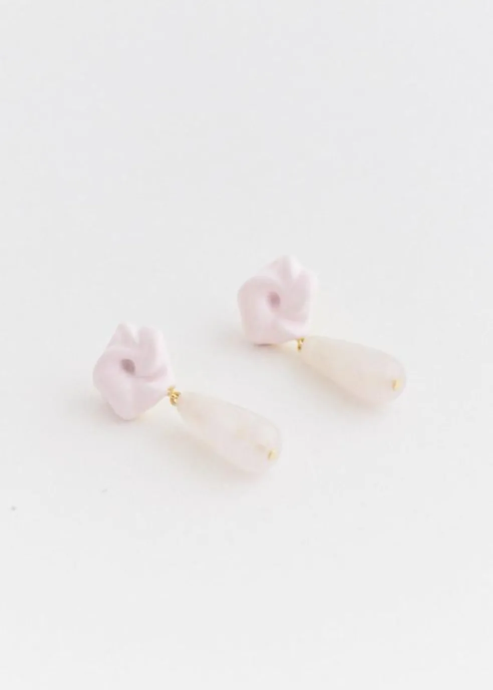 E01 Earrings With Rose Quartz Beads