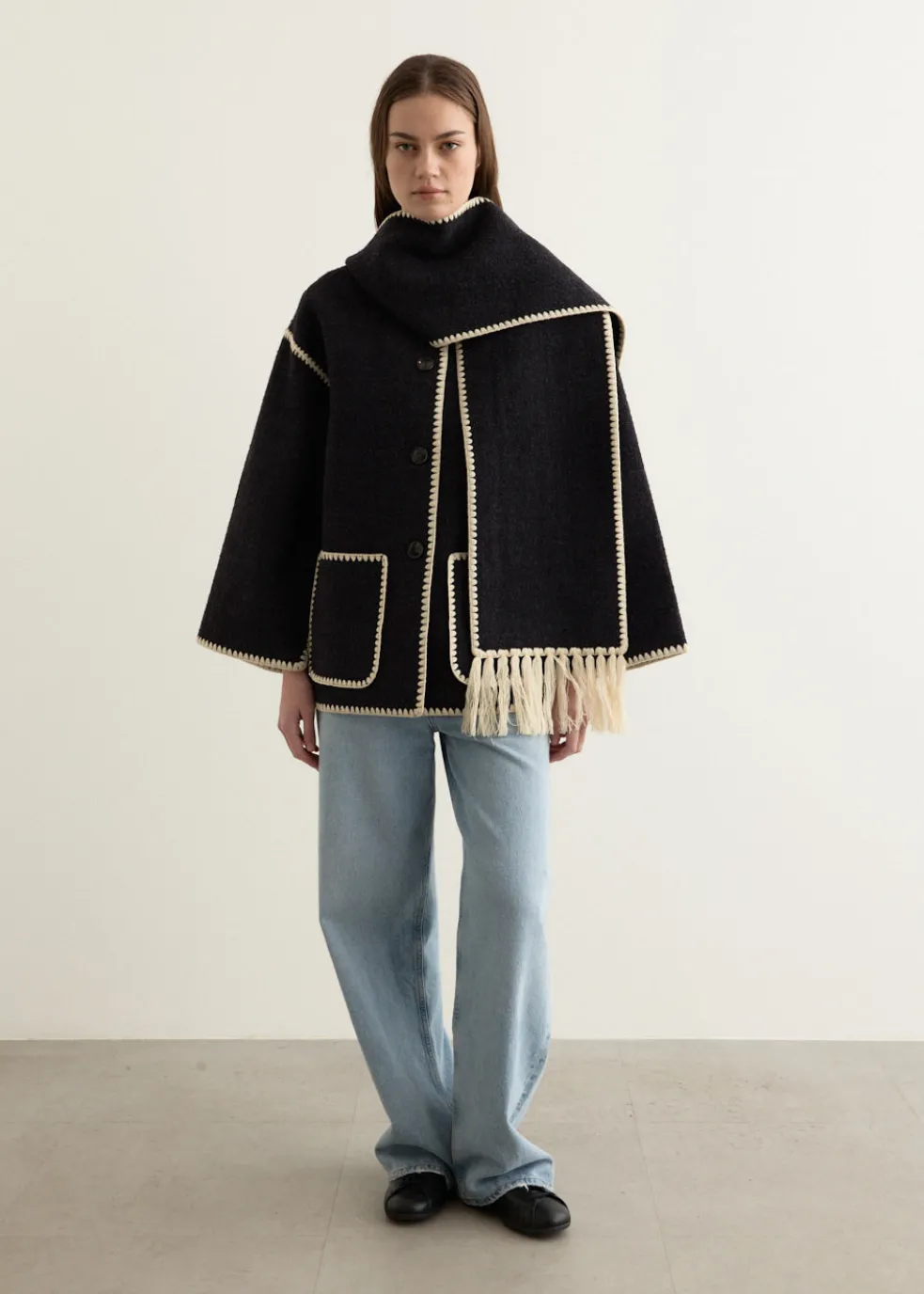 Embroidered Scarf Jacket