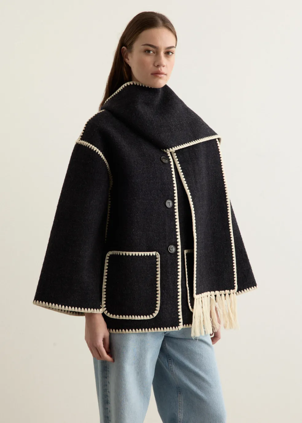 Embroidered Scarf Jacket